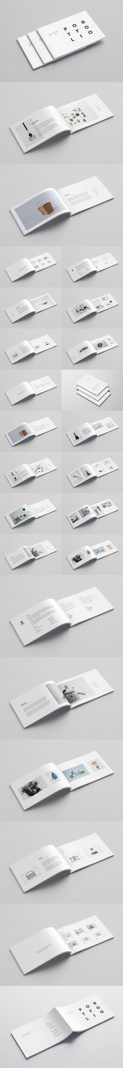 极简主义设计A4作品集杂志画册模板