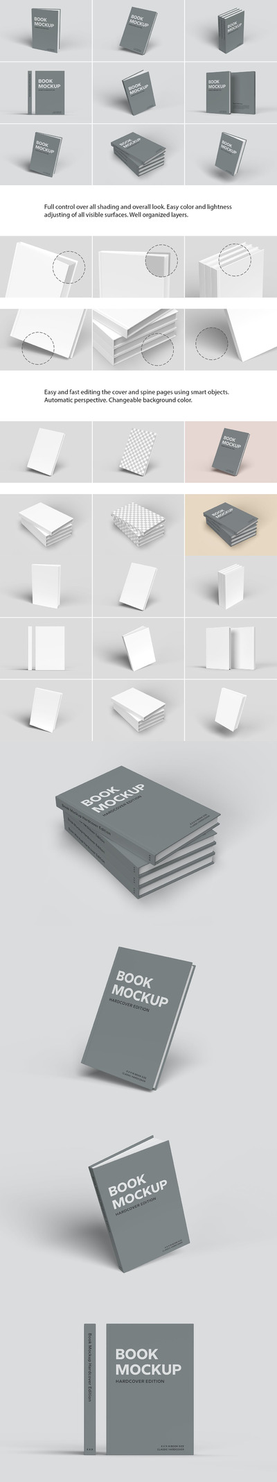 多角度的精装房地产楼书书籍装帧VI设计样机展示模型mockups