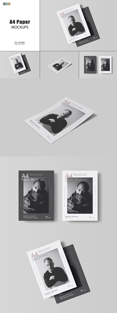 A4尺寸的高品质宣传单海报设计VI样机展示模型mockups