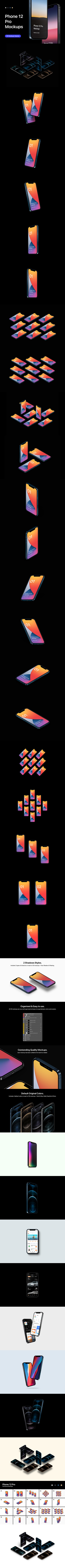 iPhone 12 Pro苹果手机20个样机场景素材[3.1GB,PSD]