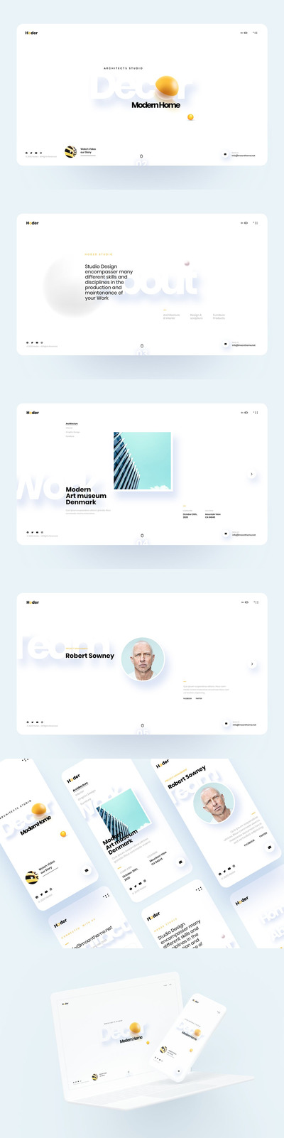 建筑工作室极简主义网站模板（PSD,XD）