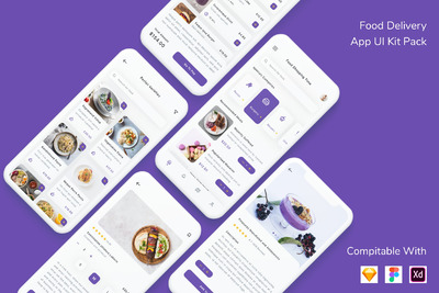 食品配送应用程序APP UI（FIG,SKETCH,XD）