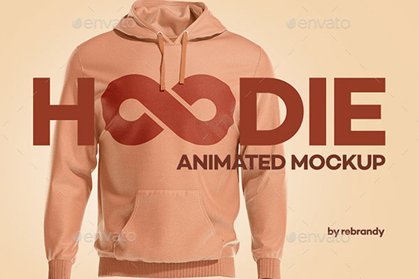 运动连帽衫设计360°旋转动画样机