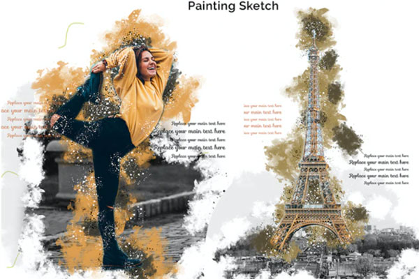 绘画素描照片处理ps动作下载