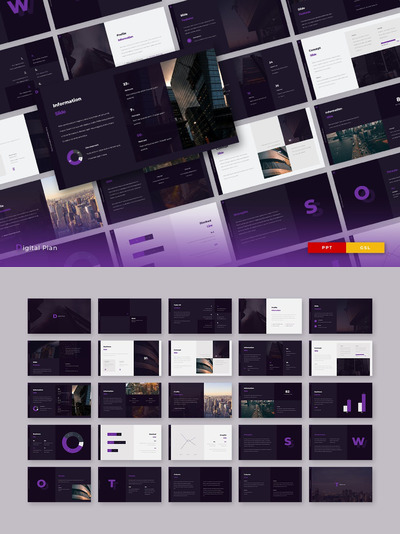 时尚高端专业的商业商务powerpoint幻灯片演示模板（pptx）