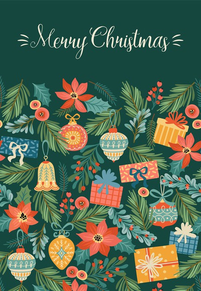 圣诞节和新年快乐装饰插图