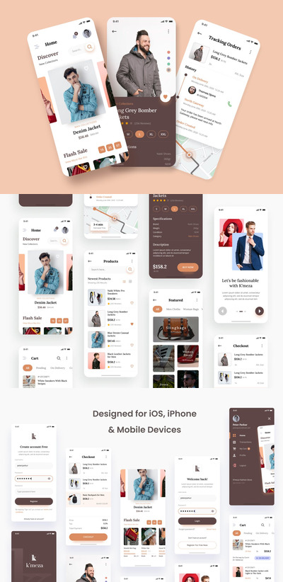 时尚商店iOS应用程序设计APP UI（PSD,FIG）