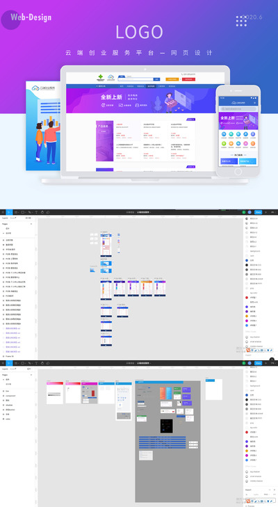 Figma打造超值创业服务平台综合门户企业蓝色商务网页设计
