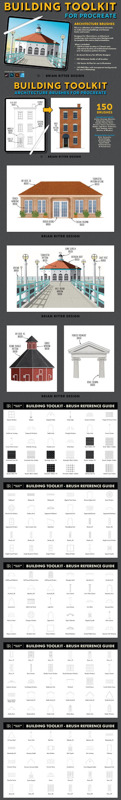 房屋建筑元素Procreate笔刷工具包
