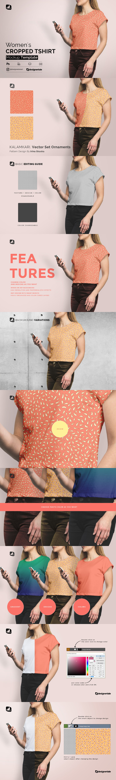 女装短款T恤服装设计样机