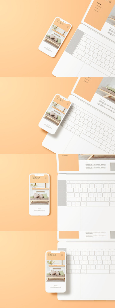 清新简单的响应式网页设备样机（PSD）