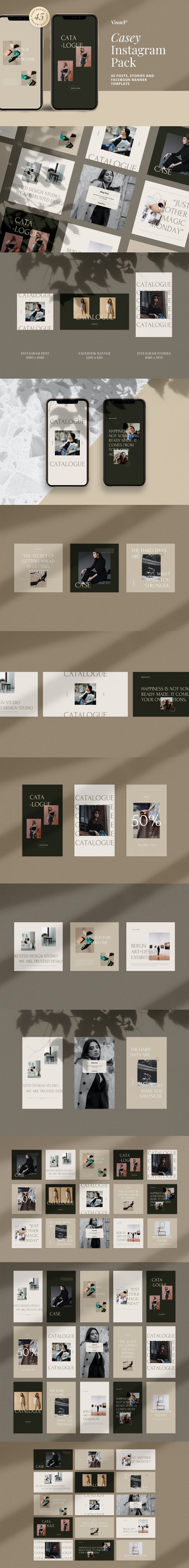 时尚高端优雅简约多用途的Instagram社交媒体banner海报设计模板集合-psd