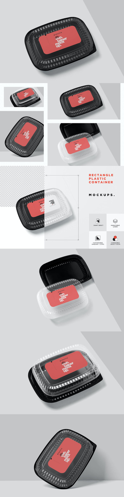 高品质的逼真质感外卖食品包装设计VI样机展示模型mockups