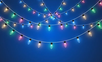 透明背景上的彩光花环