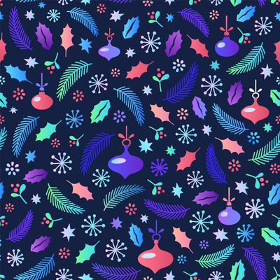 圣诞节彩色无缝图案背景