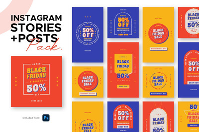 时尚高端简约Instagram社交媒体大字报风格的促销海报设计模板集合