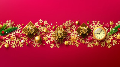 红色的圣诞新年装饰背景