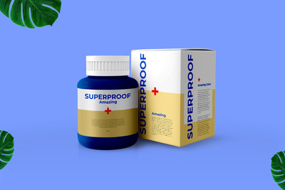 塑料药瓶和纸盒模型[PSD]