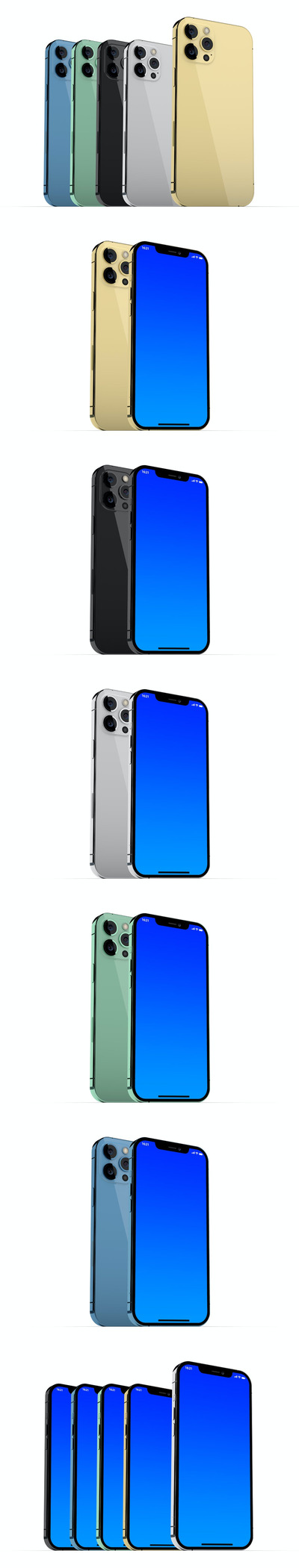 iPhone 12 Pro Max 的整个色系模型[PSD]