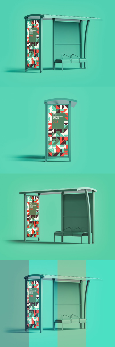 公交车站广告海报模型002[PSD]