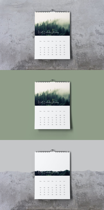 极简墙上日历展示模型[PSD]