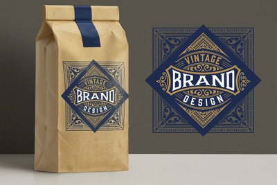 时尚高端复古标志与花卉元素设计模板-AI vol.2