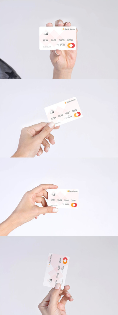 时尚高端信用卡银行卡芯片卡房地产名片设计VI样机展示模型mockups