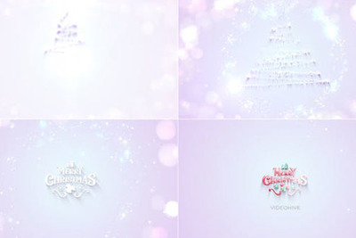 简约风格圣诞节Logo徽标演示散景视频ae素材