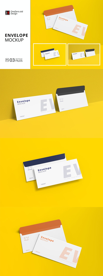 高品质的房地产信封VI设计样机展示模型mockups