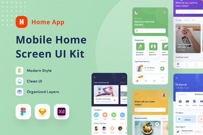 移动端首页设计APP UI模版(FIG,SKETCH,XD)