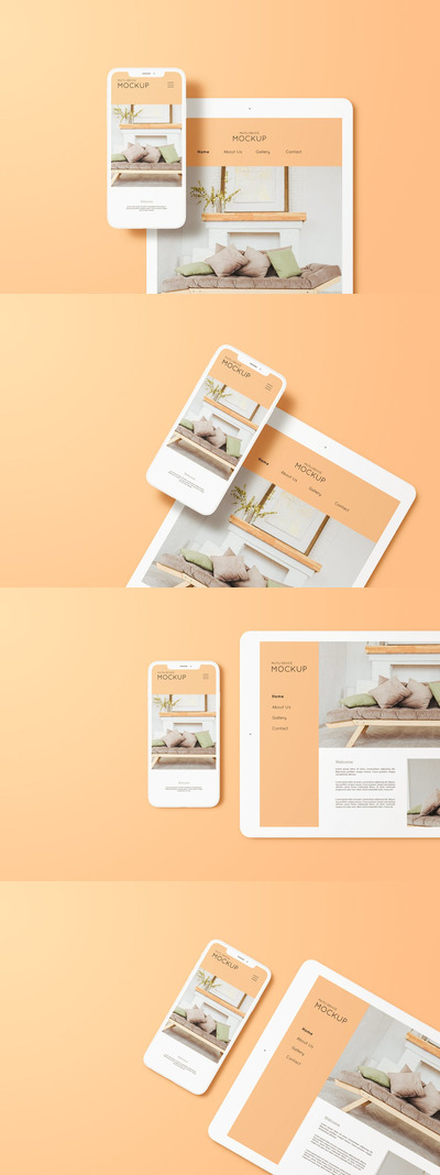 响应式网页手机/平板电脑模型样机(PSD)