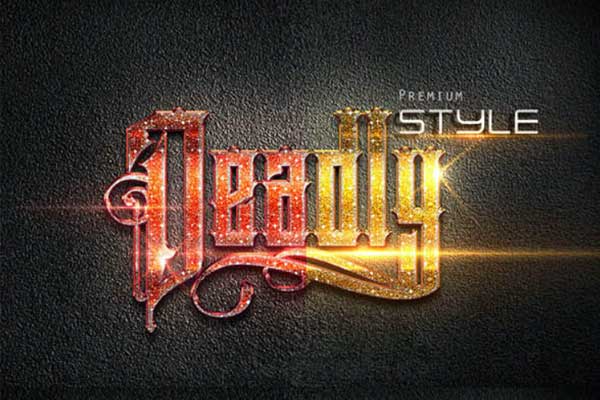 10款3D金属游戏文字效果图层样式素材