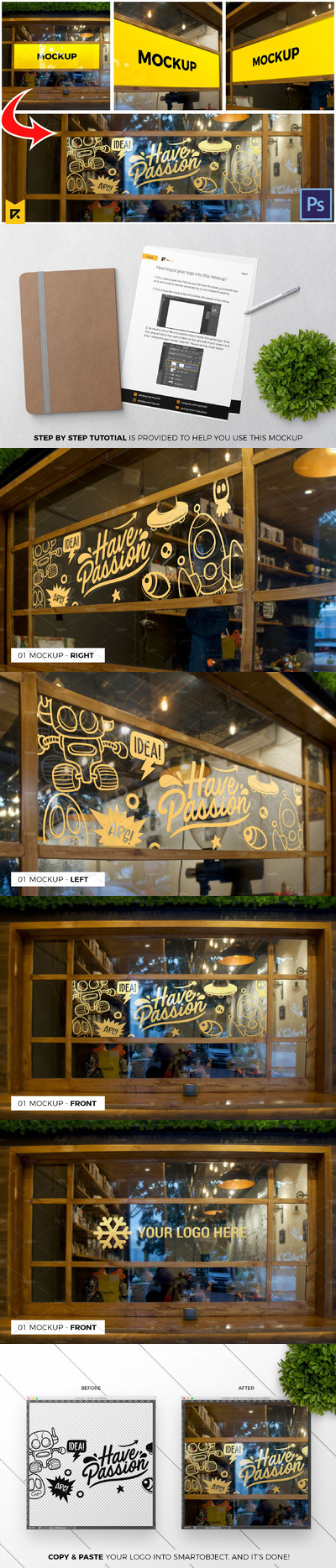 咖啡馆玻璃贴纸贴花样机