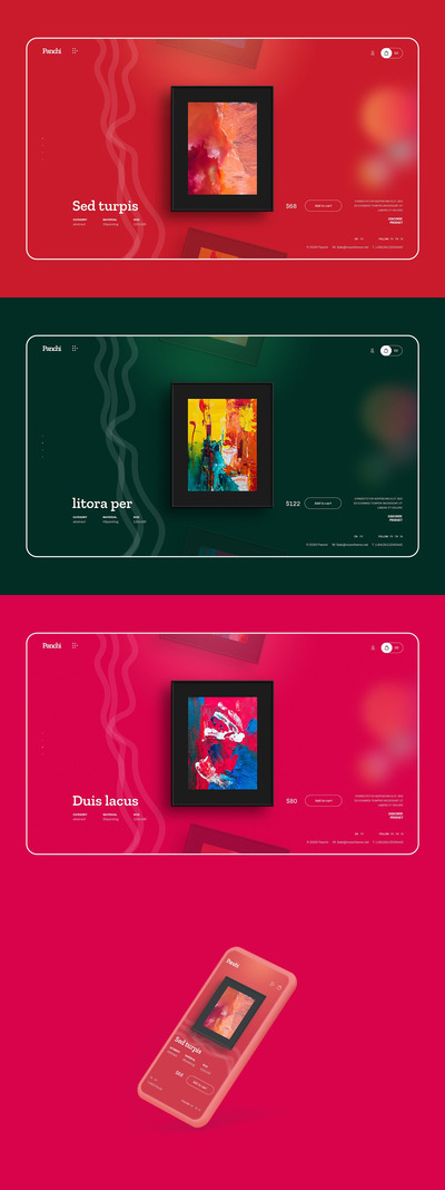 绘画商店电商着陆页网站模板(XD,PSD)