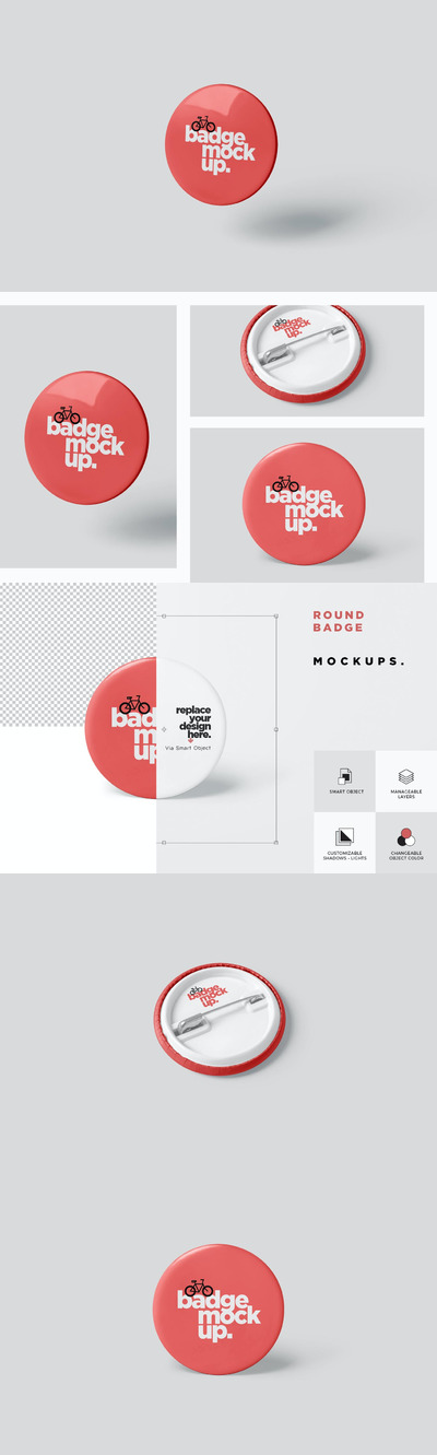 高品质的徽章设计VI样机展示模型mockups