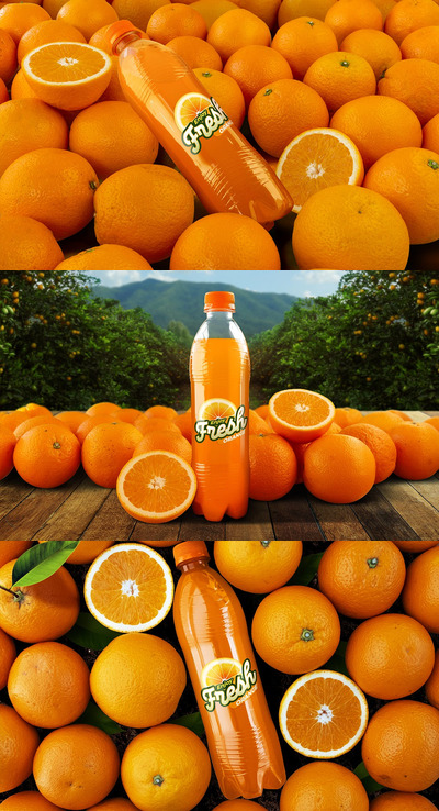 橙子汽水瓶展示模型[PSD]