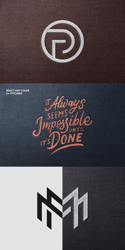 缝纫刺绣logo展示样机[PSD]