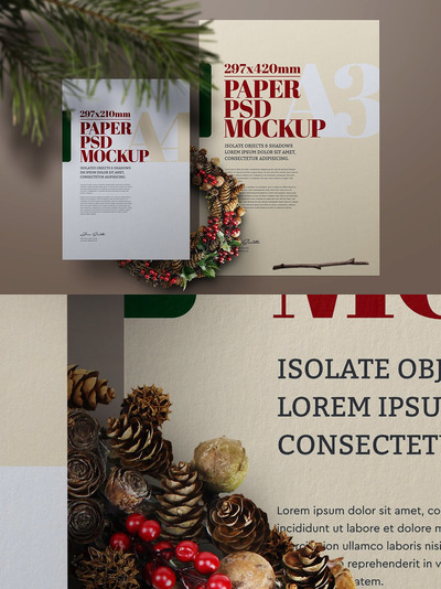 圣诞节传单设计样机[PSD]