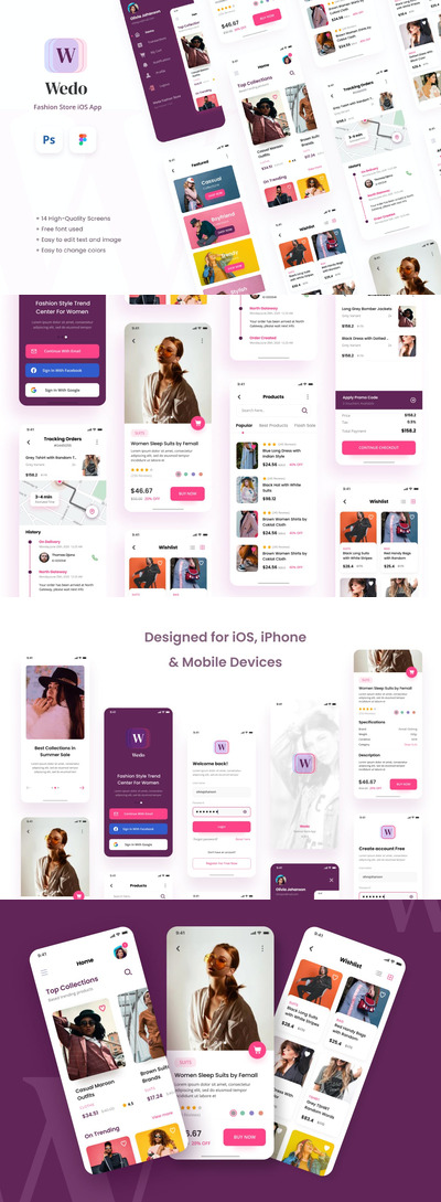 时尚高端多用途的高品质淘宝电商电子商务iOS APP UI KITS-FIG&PSD