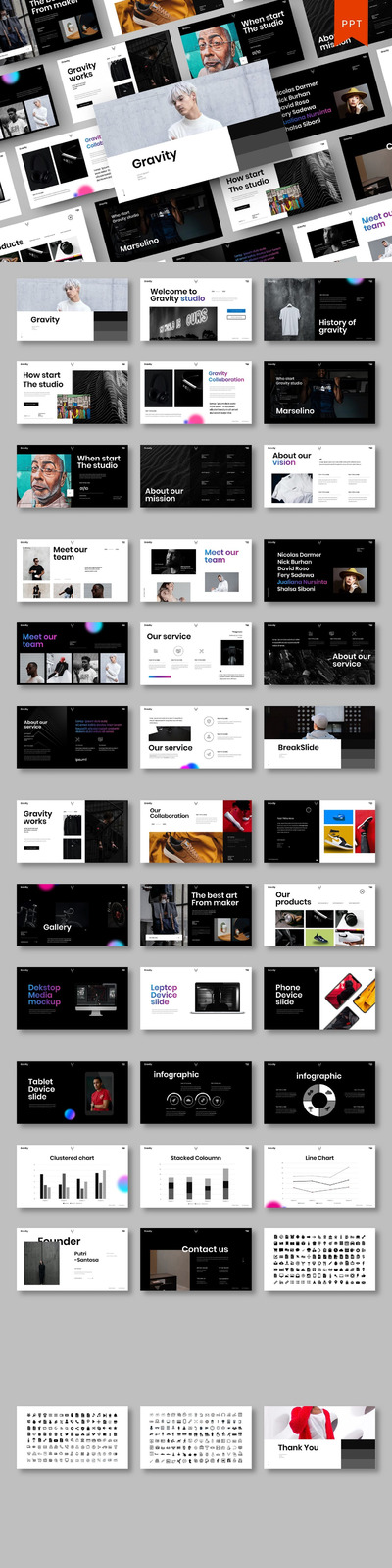 时尚高端专业商业商务powerpoint幻灯片演示模板（pptx）