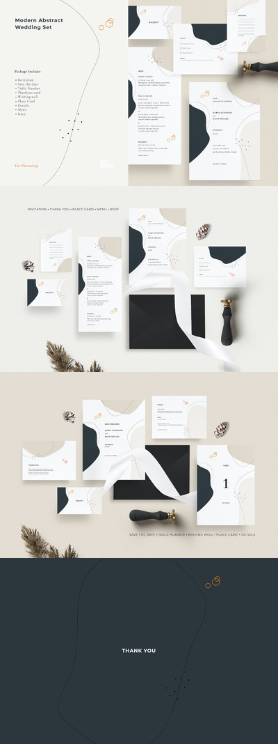 时尚高端现代优雅的高品质婚礼VI设计模板-PSD