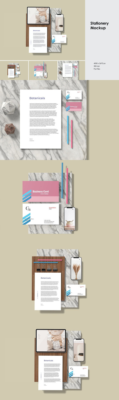 时尚高端专业的高品质文具VI设计样机展示模型mockups