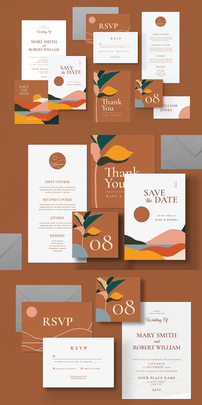 时尚高端专业优雅清新婚礼VI设计模板-AI，PSD