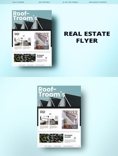 时尚高端专业的高品质简约房地产海报设计模板-AI，EPS，PSD