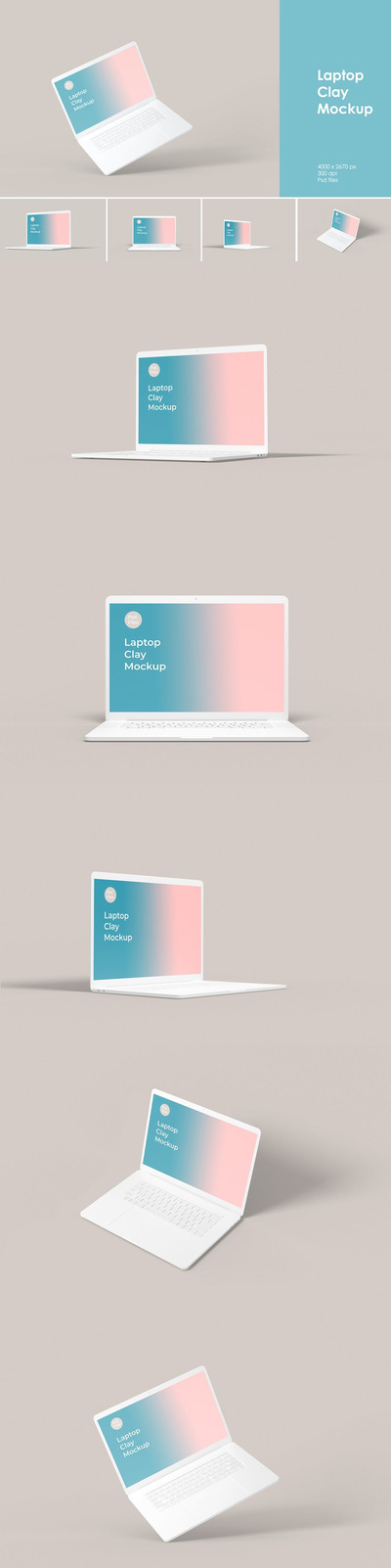 时尚简约清新高端笔记本UI样机展示模型mockups