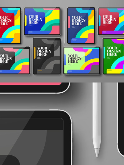 高端iPad平板展示模板[PSD]