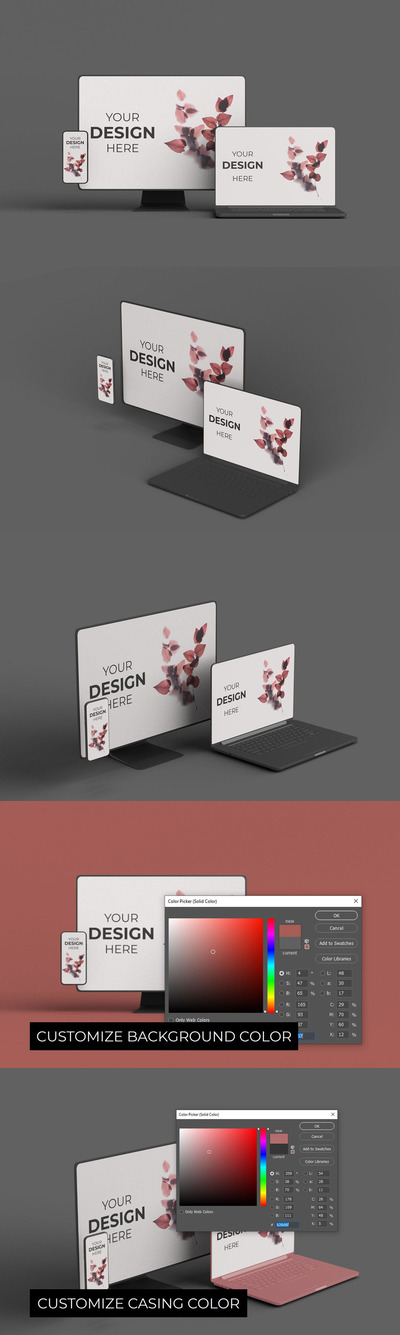 响应式电脑设备产品样机[PSD]