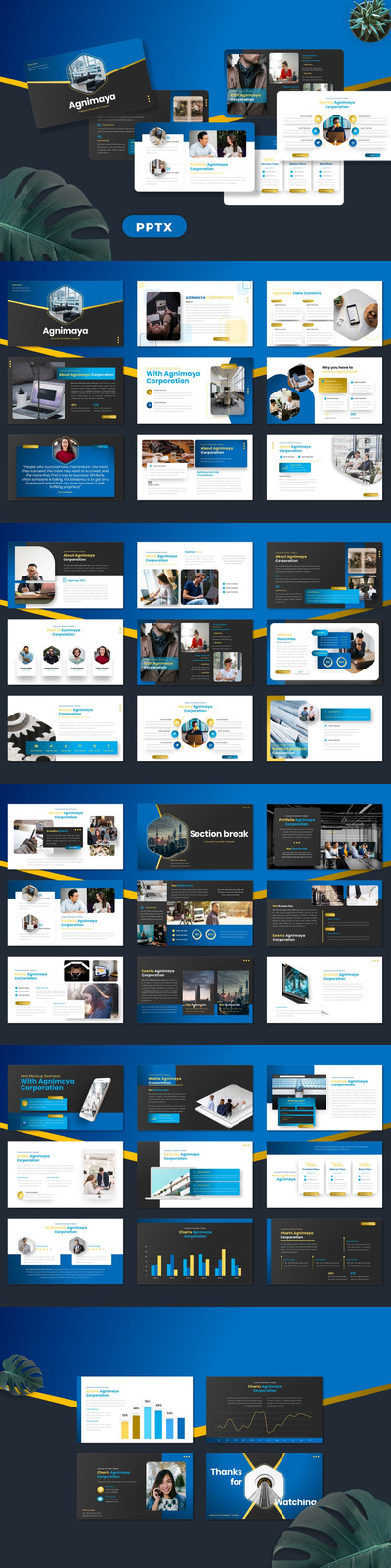 时尚高端清新简约多用途商业商务powerpoint幻灯片演示模板（pptx）