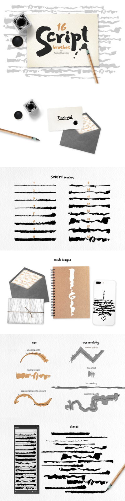 适用于Illustrator的矢量艺术水彩&墨水笔刷