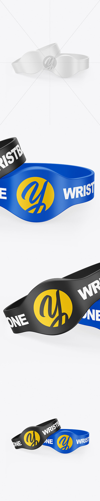 两个哑光质感硅胶手环/腕带Logo设计样机